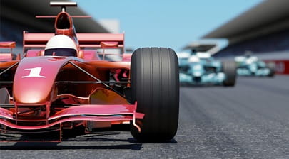racecars on the starting grid