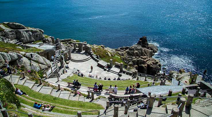 View from above of the clifftop minack theatre