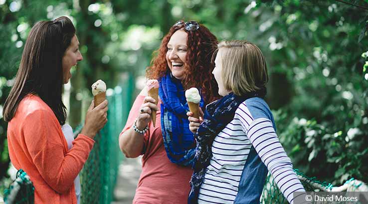 Ladies enjoying ice creams