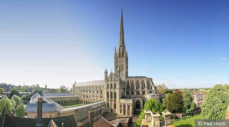 Norwich Cathedral on a sunny day