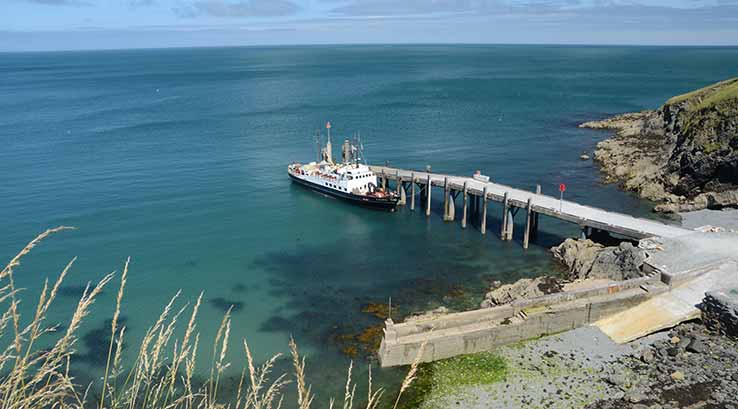 Pier of Lundy Island on sunny day