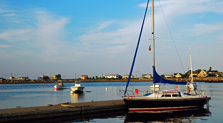 A boat docked at Rye Harbour