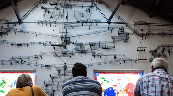 Large marble run exhibit at House Of Marbles