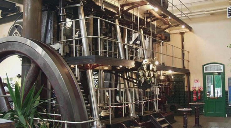 A large engine on display at the Museum of Power in Essex