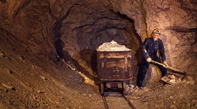 mine with old rail track running through