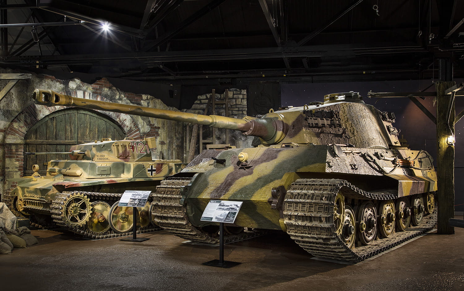 military tanks lined up in a museum