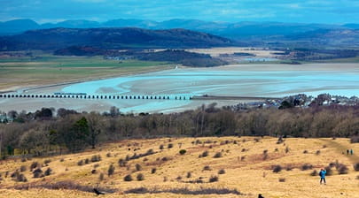 A view from Arnside Knott towards the water and hills