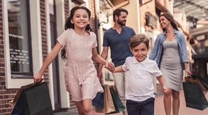family on a shopping trip