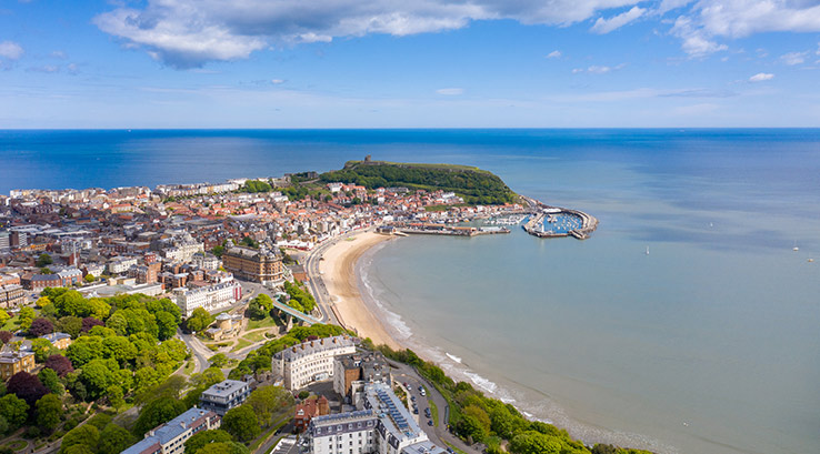 An aerial view of Scarborough Harbour