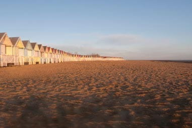 beach huts along the seafront at Highfield Grange's beach