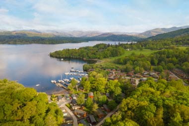 aerial shot of Lake Windermere