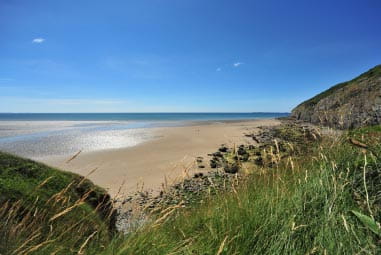 Pendine Sands beautiful beach on a sunny day