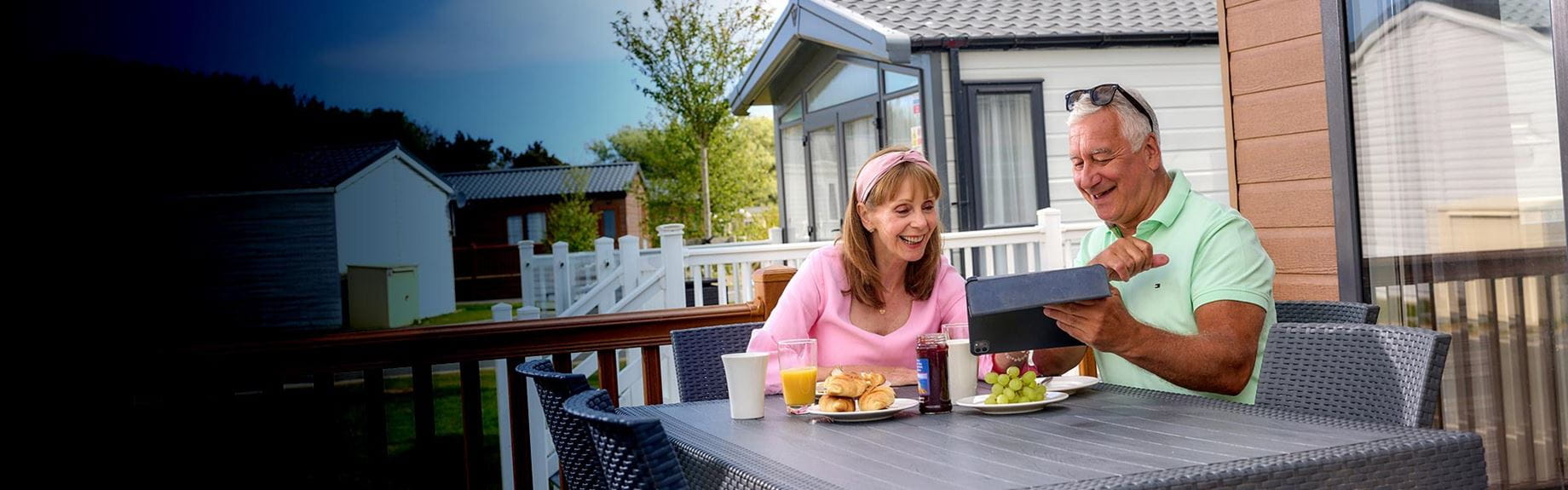 Family on decking