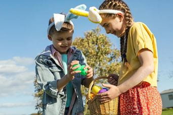 Kids on Easter egg hunt