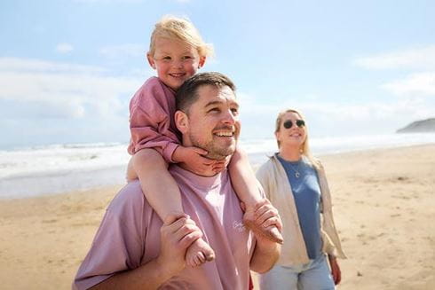 Family on beach