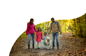 Family on a woodland walk