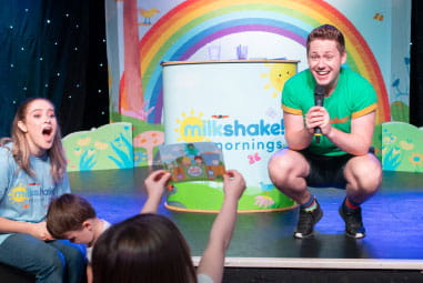 Milkshake! presenters on stage