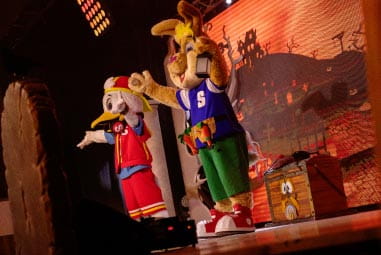 Starland Krew mascots on stage