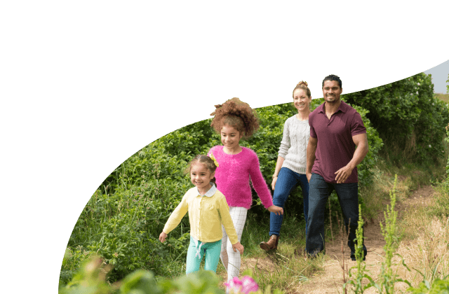 Family at table having a picnic