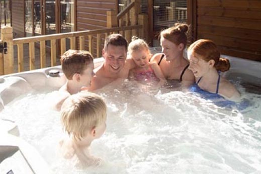 Family in hot tub