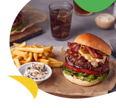 A tasty looking burger and fries