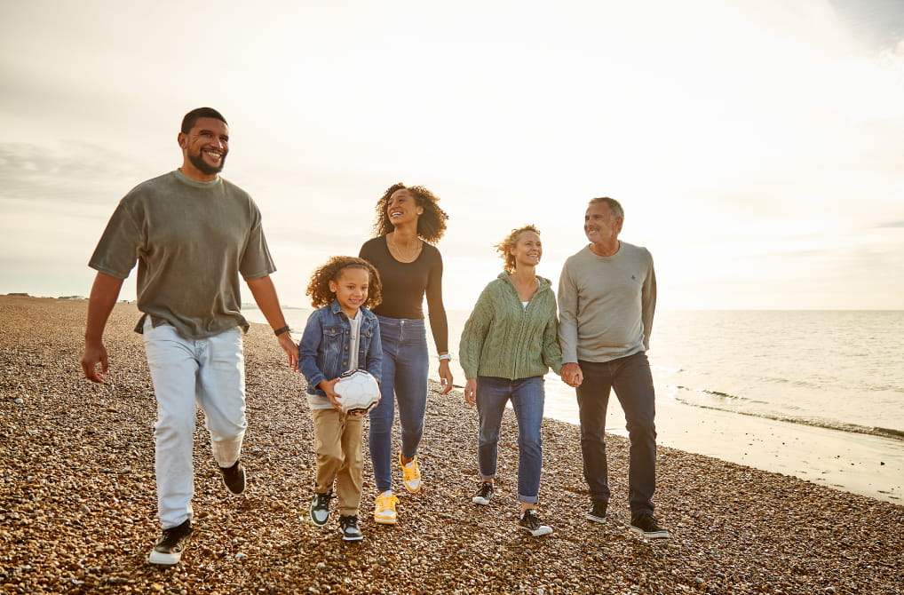 A family on the beach