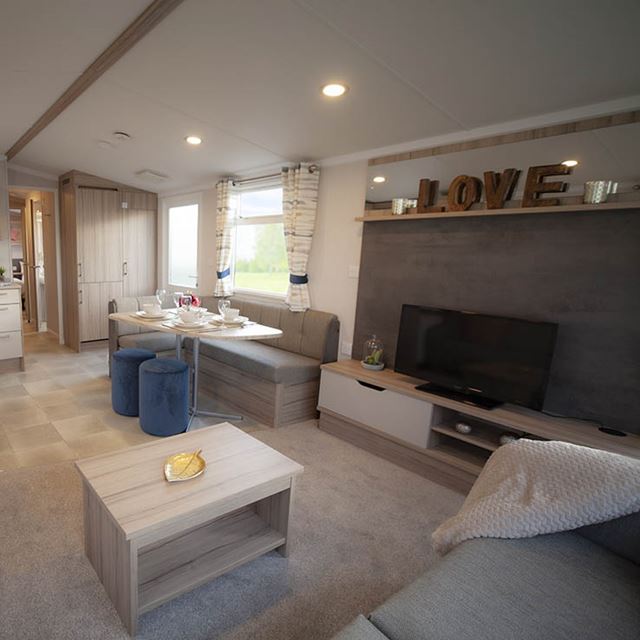 Living area inside the Swift Loire caravan