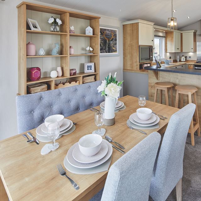 A set dining table in a Willerby Portland lodge