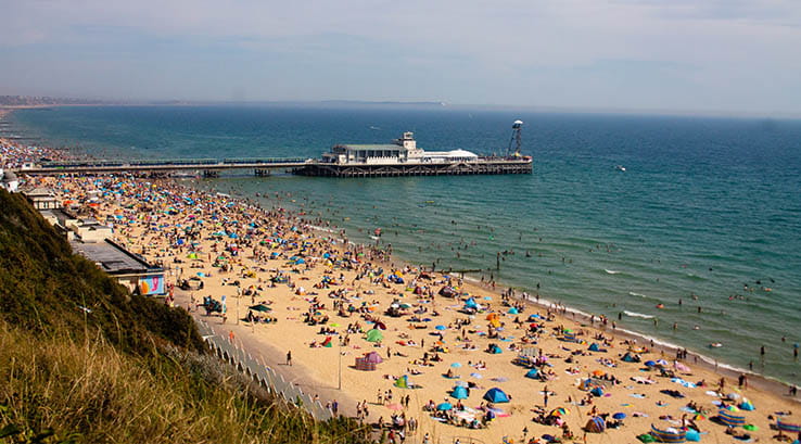 Bournemouth Beach during high summer
