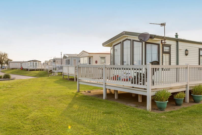 holiday caravans set in green fields