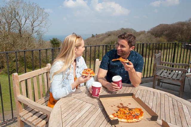 couple eating on veranda