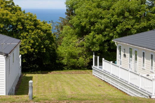 Lodge accommodation with a view of the sea