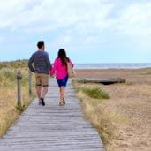 a couple taking a country walk