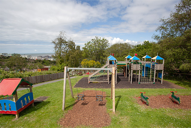 The outdoor adventure play area at Brynowen Holiday Park