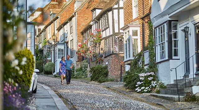 a couple strolling through Rye