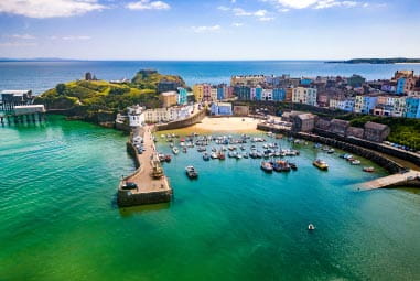 Tenby bay on a bright sunny day