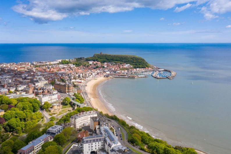 a panoramic view of the yorkshire coastline