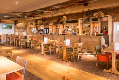 the interior of the boathouse restaurant
