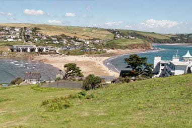 sunny day at Bigbury-on-Sea Beach