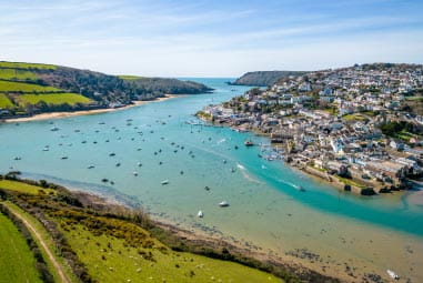 a coastal town on a sunny day