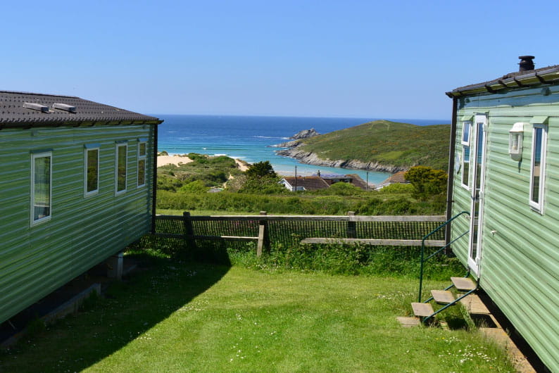 two caravans overlooking the sea