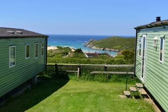 two caravans overlooking the sea