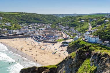 An aerial view of Porthreath beach