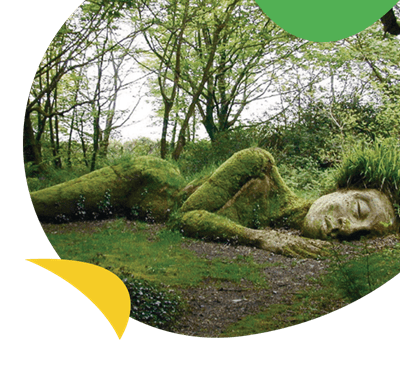A large wooden sculpture at The Lost Gardens of Heligan