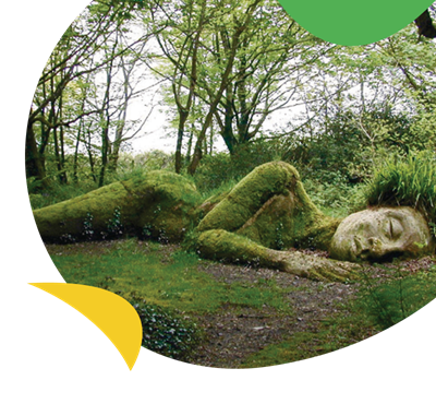 A large wooden sculpture at The Lost Gardens of Heligan