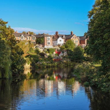 a quaint town beside a river