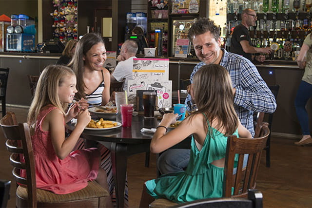 A family tucking into a meal at the restaurant