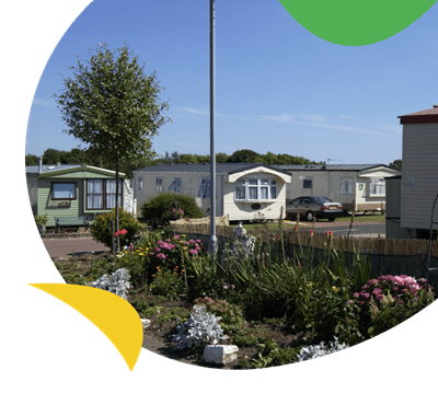 Holiday caravans in the sun at Cresswell Towers Holiday Park