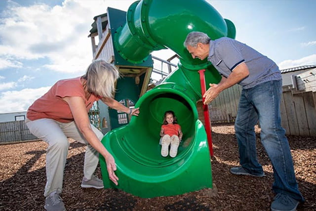 Kids playing on the adventure playground at Crimdon Dene Holiday Park