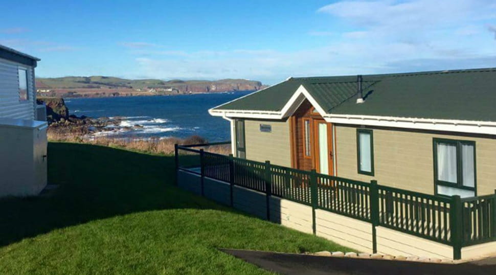 Lodges overlooking the sea at Eyemouth Holiday Park
